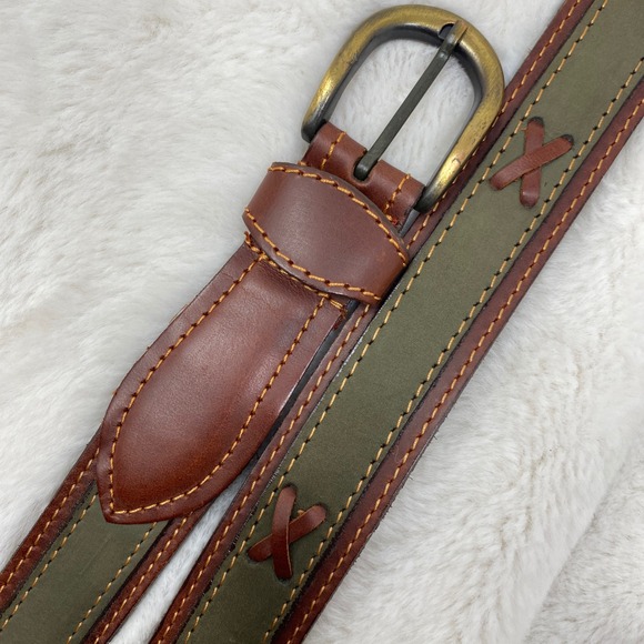 Arandu Argentina Leather Belt Brown Stitching Buckle Mens Accessory Fashion - Picture 1 of 10
